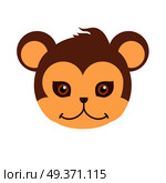 Monkey animal carnival mask vector illustration in flat style. Brown primate ape babbon. Funny childish masquerade mask isolated on white. New Year masque for festivals, holiday dress code for kids. Monkey Carnival Mask. Brown Primate Ape Babbon. Стоковая иллюстрация, агентство Ingram Publishing / Фотобанк Лори