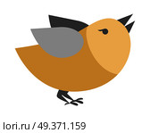 Cartoon bird isolated on white background. Abstract titmouse or bullfinch in flat style. Vector simple illustration for children. Funny creature in retro comic design in golden and grey colors. Cartoon Bird Isolated. Abstract Titmouse Bullfinch. Стоковая иллюстрация, агентство Ingram Publishing / Фотобанк Лори