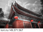 Shaolin is a Buddhist monastery in central China. black and red and white photo. Стоковое фото, агентство Ingram Publishing / Фотобанк Лори