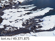 Benasque frozen reservoir Paso Nuevo in Pyrenees of Spain. Стоковое фото, агентство Ingram Publishing / Фотобанк Лори