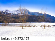 Bubal reservoir in Alto Gallego river in Tena Valley of Pyrenees of Huesca in Spain. Стоковое фото, агентство Ingram Publishing / Фотобанк Лори