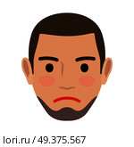 Indifferent man avatar user pic. Vector illustration of front view of apathetic person. Male head with unconcerned facial expression. Adult profile icon with uncaring face, character without any mood. Indifferent Man Avatar User Pic. Vector Front View. Стоковая иллюстрация, агентство Ingram Publishing / Фотобанк Лори