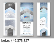 The minimalistic vector illustration of the editable layout of roll up banner stands, vertical flyers, flags design business templates. Technology concept. Molecule structure, connecting background. The minimalistic vector illustration of the editable layout of roll up banner stands, vertical flyers, flags design business templates. Technology concept. Molecule structure, connecting background. Стоковая иллюстрация, агентство Ingram Publishing / Фотобанк Лори