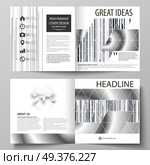 Business templates for square design bi fold brochure, magazine, flyer, booklet or annual report. Leaflet cover, abstract flat layout, easy editable vector. Simple monochrome geometric pattern. Minimalistic background. Gray color shapes.. Business templates for square design bi fold brochure, magazine, flyer, booklet. Leaflet cover, abstract vector layout. Simple monochrome geometric pattern. Minimalistic background. Gray color shapes. Стоковая иллюстрация, агентство Ingram Publishing / Фотобанк Лори