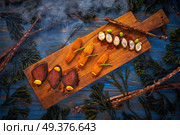Marinated tuna roe and octopus salted smoked Mediterranean style with seaweed. Стоковое фото, агентство Ingram Publishing / Фотобанк Лори