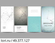 The abstract vector layout of four modern vertical banners, flyers design business templates. Technology, science, medical concept. Molecule structure, connecting lines and dots. Futuristic background.. The abstract vector layout of four modern vertical banners, flyers design business templates. Technology, science, medical concept. Molecule structure, connecting lines and dots. Futuristic background. Стоковая иллюстрация, агентство Ingram Publishing / Фотобанк Лори