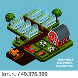 Hydroponics and aeroponics isometric composition with farming and harvest symbols  vector illustration. Hydroponics Isometric Composition. Стоковая иллюстрация, агентство Ingram Publishing / Фотобанк Лори