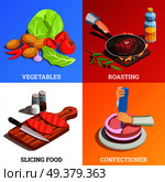 Professionlal cooking people chef pizzaiolo isometric people 2x2 design concept with various dishes and text captions vector illustration. House Favourite Design Concept. Стоковая иллюстрация, агентство Ingram Publishing / Фотобанк Лори