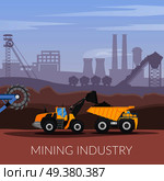 Mining Industry Flat Composition. Стоковая иллюстрация, агентство Ingram Publishing / Фотобанк Лори