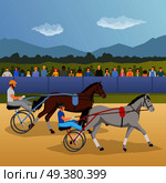 Harness Racing Flat Composition. Стоковая иллюстрация, агентство Ingram Publishing / Фотобанк Лори