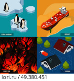 Climate warming isometric design concept with ice melting, ship in desert, forest fires, flood isolated vector illustration. Climate Warming Isometric Design Concept. Стоковая иллюстрация, агентство Ingram Publishing / Фотобанк Лори