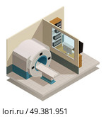 Medical diagnostic equipment isometric composition with mri magnetic resonance imaging scanner radiology unit vector illustration . Medical Diagnostic Equipment Isometric Composition . Стоковая иллюстрация, агентство Ingram Publishing / Фотобанк Лори