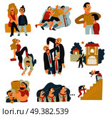 Competitive rivalry in business for social status territory leadership mates profit prestige flat icons set vector illustration . Competitive Rivalry Flat Icons Collection . Стоковая иллюстрация, агентство Ingram Publishing / Фотобанк Лори