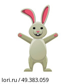 Smiling white bunny with wide stretched paws isolated on white. Easter symbol with pink long ears, open mouth and two teeth ready to hug you. Vector illustration of lovely spring mascot cartoon style. Smiling White Bunny with Stretched Paws Isolated. Стоковая иллюстрация, агентство Ingram Publishing / Фотобанк Лори