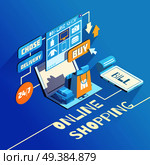 Online shopping isomeric 3d flowchart composition with products delivery and secure electronic payment options choice vector illustration . Online Shopping Isometric Composition . Стоковая иллюстрация, агентство Ingram Publishing / Фотобанк Лори