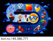Gamification techniques in business education behavior change strategy to motivate achieving goals flat spiral composition vector illustration . Gamification Motivation Techniques Flat Composition . Стоковая иллюстрация, агентство Ingram Publishing / Фотобанк Лори