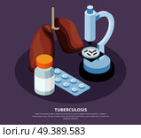 Tuberculosis prevention isometric concept with lungs and bacteria symbols vector illustration. Tuberculosis Prevention Concept. Стоковая иллюстрация, агентство Ingram Publishing / Фотобанк Лори