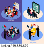 Business planning, online trainings, staff coaching, brain storming isometric design concept isolated vector illustration. Business Coaching Isometric Design Concept. Стоковая иллюстрация, агентство Ingram Publishing / Фотобанк Лори