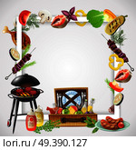 BBQ Realistic Frame. Стоковая иллюстрация, агентство Ingram Publishing / Фотобанк Лори