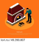 Fire Place Isometric Illustration. Стоковая иллюстрация, агентство Ingram Publishing / Фотобанк Лори