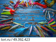 Fishing lures tackle collection for saltwater trolling and spinning angler. Стоковое фото, агентство Ingram Publishing / Фотобанк Лори