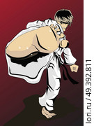 A vector illustration of a male practicing karate. Стоковая иллюстрация, агентство Ingram Publishing / Фотобанк Лори