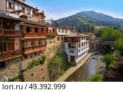 Potes river Quiviesa Deva a Cantabria village of Spain. Стоковое фото, агентство Ingram Publishing / Фотобанк Лори