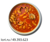 Fabes con almejas beans with clams recipe from Asturias in Spain. Стоковое фото, агентство Ingram Publishing / Фотобанк Лори