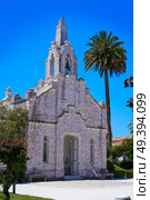 La toja island Toxa Chapel made of sea shells in Pontevedra Galicia Spain. Стоковое фото, агентство Ingram Publishing / Фотобанк Лори