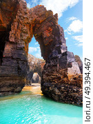 Playa las catedrales Catedrais beach in Ribadeo Galicia of Lugo Spain. Стоковое фото, агентство Ingram Publishing / Фотобанк Лори