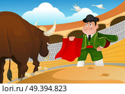 A vector illustration of a matador and a bull. Стоковая иллюстрация, агентство Ingram Publishing / Фотобанк Лори