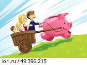 A vector illustration of family financial concept. Стоковая иллюстрация, агентство Ingram Publishing / Фотобанк Лори