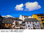 Vielha also Viella village in Lerida Catalonia of Spain Aran Valley in Pyrenees. Стоковое фото, агентство Ingram Publishing / Фотобанк Лори