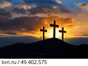 Crucifixion cross symbol of Golgotha in Christian religion photo mount. Стоковое фото, агентство Ingram Publishing / Фотобанк Лори