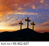 Crucifixion cross symbol of Golgotha in Christian religion photo mount. Стоковое фото, агентство Ingram Publishing / Фотобанк Лори