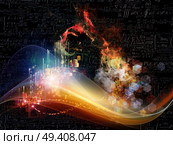 Waves of Technology series. Artistic background made of lights, fractal and technological elements for use with projects on science, philosophy, metaphysics and modern technology. Стоковое фото, агентство Ingram Publishing / Фотобанк Лори
