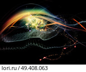 Waves of Technology series. Composition of lights, fractal and technological elements suitable as a backdrop for the projects on science, philosophy, metaphysics and modern technology. Стоковое фото, агентство Ingram Publishing / Фотобанк Лори