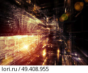 City Lights series. Graphic composition of technological fractal textures to serve as complimentary design for subject of science, technology, design and imagination. Стоковое фото, агентство Ingram Publishing / Фотобанк Лори