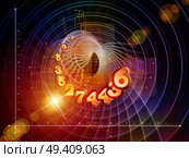 Strange Geometry series. Design made of line drawing, math and geometry related elements to serve as backdrop for projects related to mathematics, science, education and  technology. Стоковое фото, агентство Ingram Publishing / Фотобанк Лори