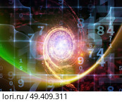 Math Universe series. Backdrop of  digits and elements of space to complement your design on the subject of mathematics, science, education and modern technology. Стоковое фото, агентство Ingram Publishing / Фотобанк Лори