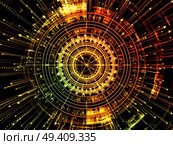 Circle of Meaning series. Background design of sacred symbols, arrows and fractal elements on the subject of spirituality, astrology, divination and magic. Стоковое фото, агентство Ingram Publishing / Фотобанк Лори