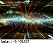 Wave Function series. Composition of colored sine vibrations, light and fractal elements with metaphorical relationship to sound equalizer, music spectrum and  quantum probability. Стоковое фото, агентство Ingram Publishing / Фотобанк Лори
