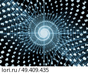 Lines and Digits series. Light blue background of spiraling patterns of numbers and arrows on the subject of science and technology. Стоковое фото, агентство Ingram Publishing / Фотобанк Лори