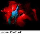 Music Dream series. Design made of violin and abstract colorful paint to serve as backdrop for projects related to musical instruments, melody, sound, performance arts and creativity. Стоковое фото, агентство Ingram Publishing / Фотобанк Лори