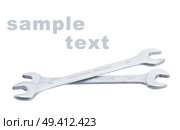 two wrenches spanners isolated on white background. Стоковое фото, агентство Ingram Publishing / Фотобанк Лори