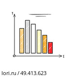 Colorful graphic represented on coordinate system and lines above depicting schematic text and headline, vector illustration isolated on white. Colorful Graphic System on Vector Illustration. Стоковая иллюстрация, агентство Ingram Publishing / Фотобанк Лори