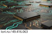 High-tech microprocessors on circuit board with intricate connections. Стоковое AI-видео, аниматор KATERINA AI / Фотобанк Лори