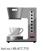 Coffee machine with cap icon isolated on white background. Vector illustration with hot beverage making technic and white shiny cap. Coffee Machine with Cap Icon Vector Illustration. Стоковая иллюстрация, агентство Ingram Publishing / Фотобанк Лори