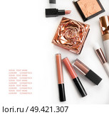 Set of luxury beautiful cosmetics for fashion make up  on white  background. Стоковое фото, агентство Ingram Publishing / Фотобанк Лори