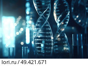 Detailed view of a model showcasing the structure of a human cell, including the nucleus, mitochondria, endoplasmic reticulum, and other organelles. Стоковое AI-изображение, AI-художник Данила Большаков / Фотобанк Лори